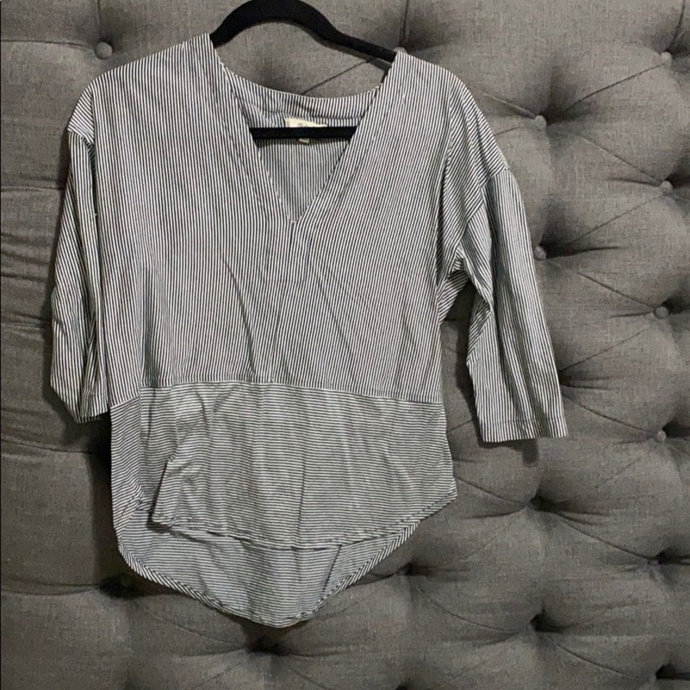 Madewell Navy and White striped blouse